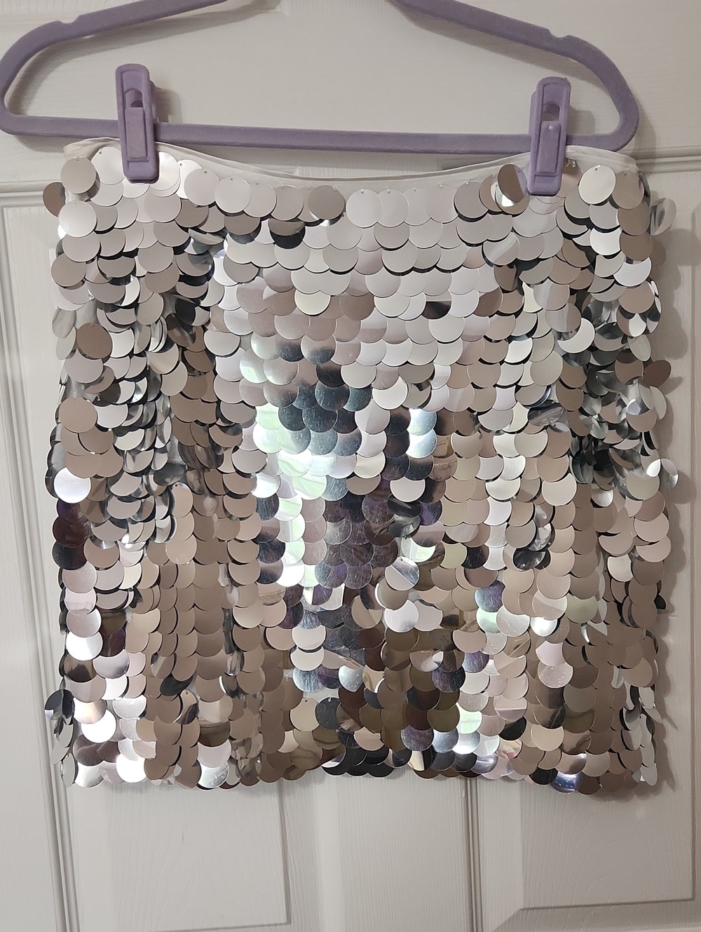 H&M Silver Sequin Mini Skirt